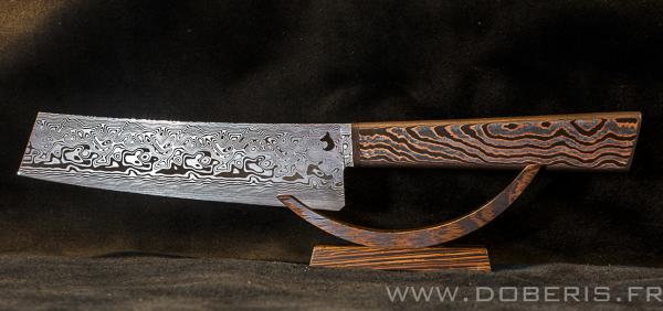 Damasteel et charbon chef couteau