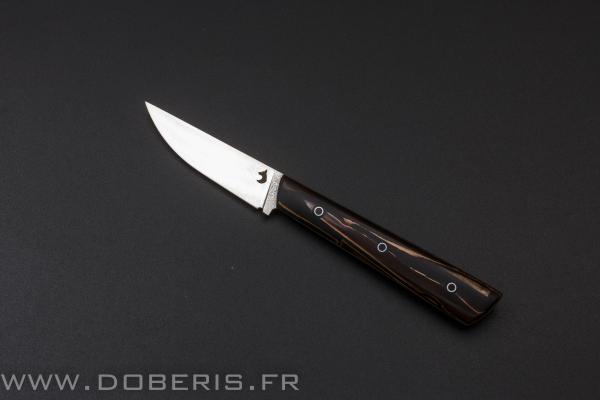 Un couteau mini chef avec os de mammouth stabilisé